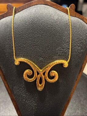 Brighton Hammered Gold Scroll Necklace - Versailles Royale Knowledge Is Power